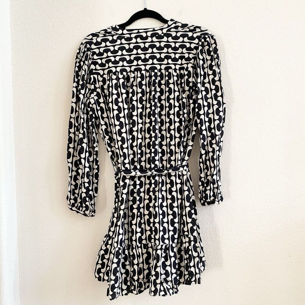 Zara The‎ Paula Dress Women's XS Black/Cream Retro Geometric Print Flowy Tunic - Picture 11 of 11